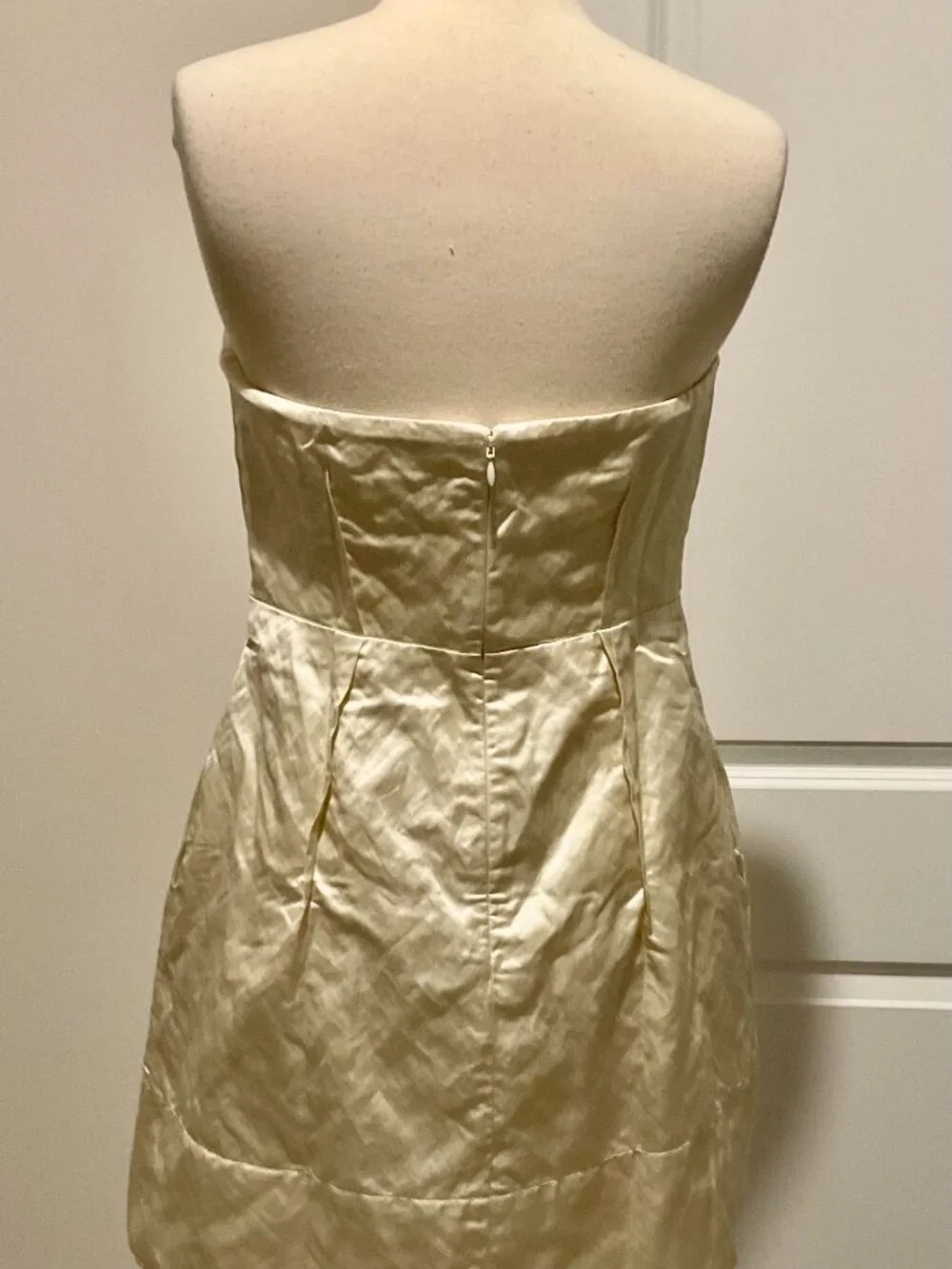 j.crew collection strapless mini dress in memory satin. size: 4. Color: ivory